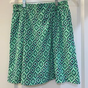 Green and blue skirt with elastic waistband